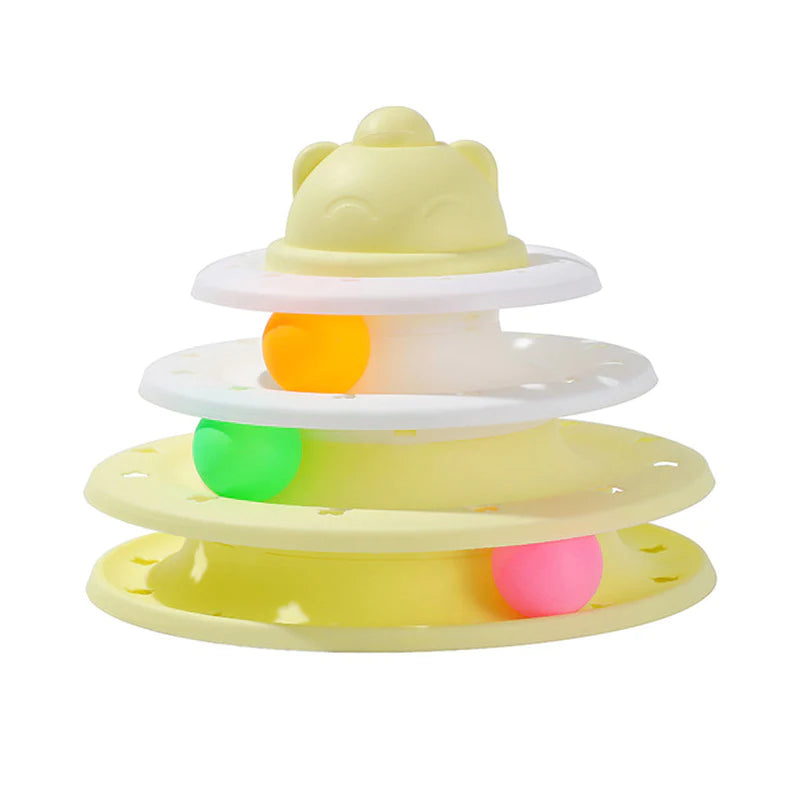 Engaging 3/4 Level Cat Toy Tower - Interactive Amusement for Your Feline Friend