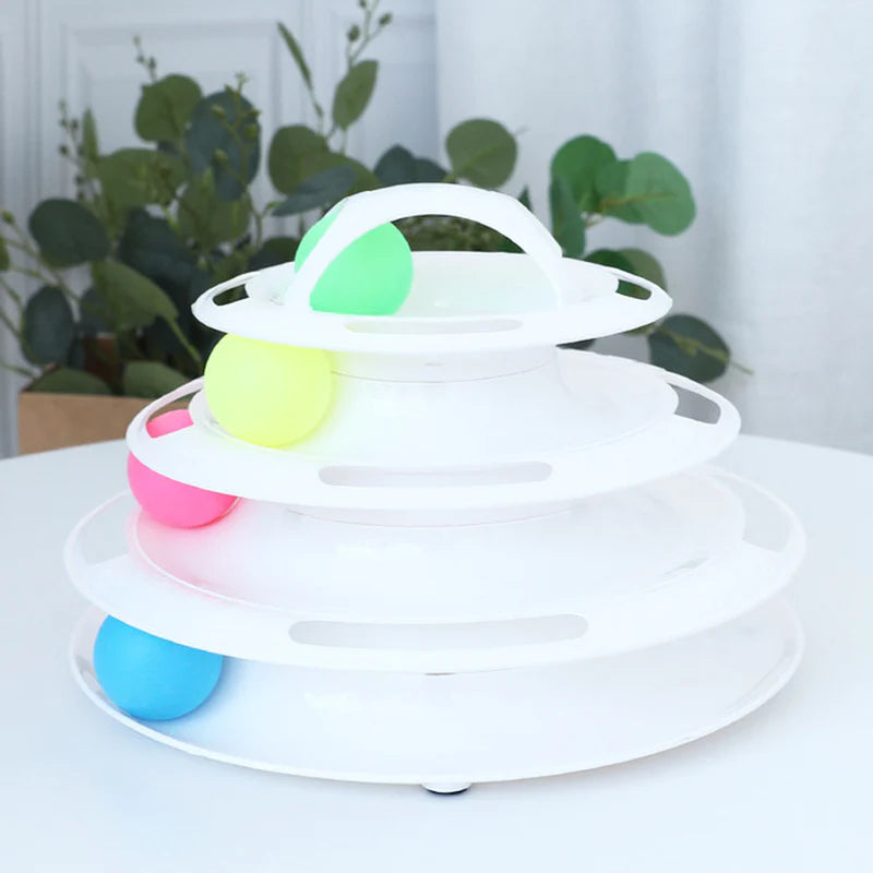 Engaging 3/4 Level Cat Toy Tower - Interactive Amusement for Your Feline Friend