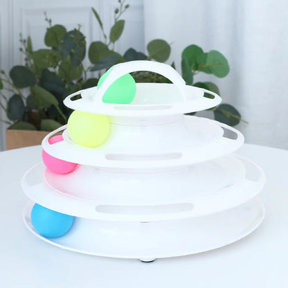 Engaging 3/4 Level Cat Toy Tower - Interactive Amusement for Your Feline Friend