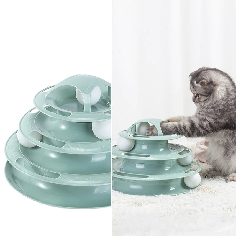 Engaging 3/4 Level Cat Toy Tower - Interactive Amusement for Your Feline Friend