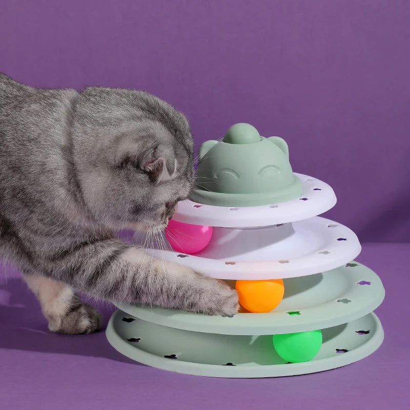 Engaging 3/4 Level Cat Toy Tower - Interactive Amusement for Your Feline Friend